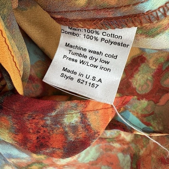 Ivy Jane Womens Mixed Media Floral Stripe Tie Front Top Multi Color M Hippie - Picture 7 of 8